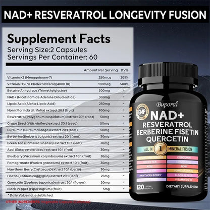 NAD+, Resveratrol, Quercetin, Berberine Fisetin