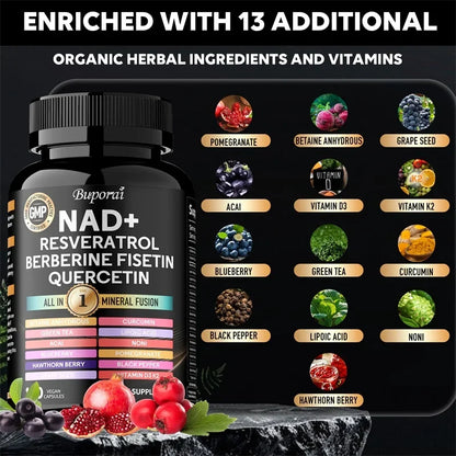 NAD+, Resveratrol, Quercetin, Berberine Fisetin
